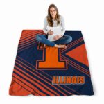 illinois fighting illini diagonal stripes blue blanket high quality