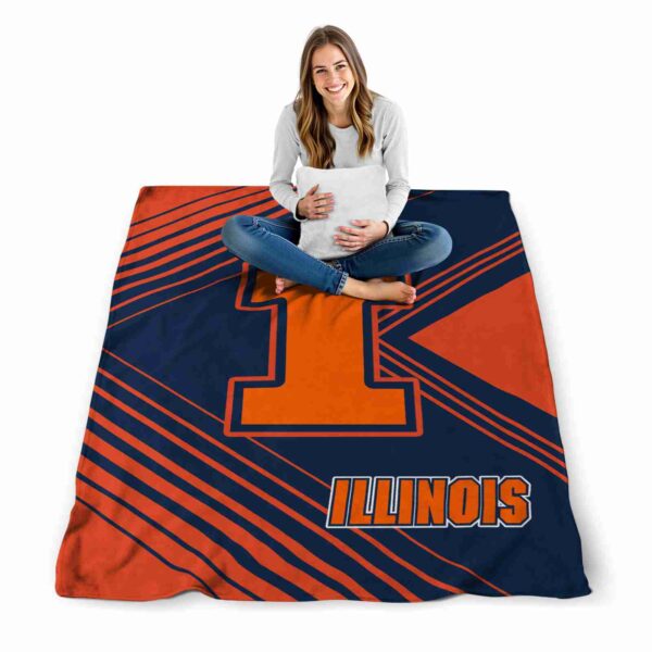 illinois fighting illini diagonal stripes blue blanket high quality