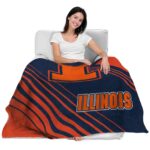 illinois fighting illini diagonal stripes blue blanket latest model