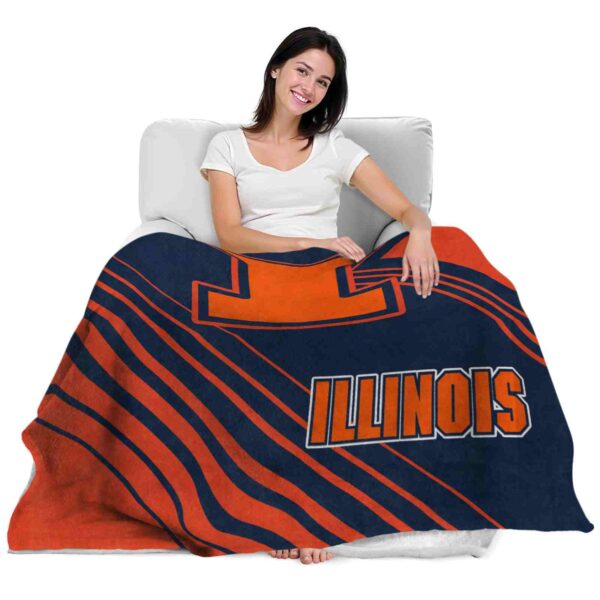 illinois fighting illini diagonal stripes blue blanket latest model