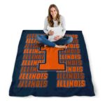 illinois fighting illini fan pride blue blanket high quality