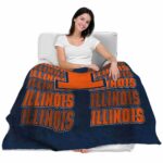 illinois fighting illini fan pride blue blanket latest model