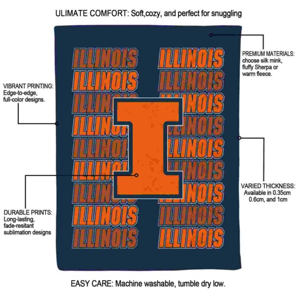 illinois fighting illini fan pride blue blanket new arrival
