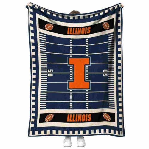 illinois fighting illini football field blue blanket best selling