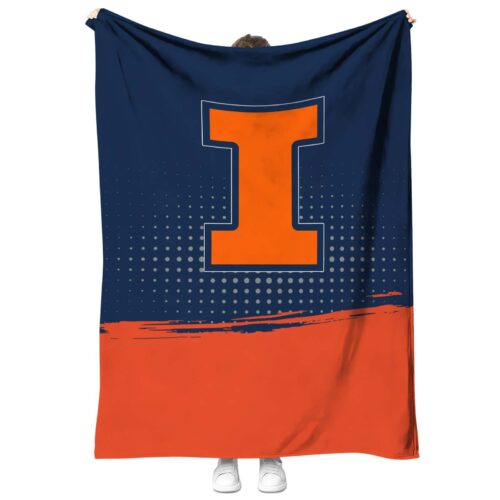 illinois fighting illini gradient dots blue blanket best selling