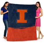 illinois fighting illini gradient dots blue blanket best selling