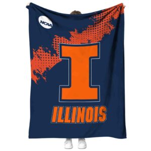illinois fighting illini grunge texture blue blanket best selling