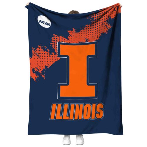 illinois fighting illini grunge texture blue blanket best selling