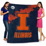 illinois fighting illini grunge texture blue blanket best selling