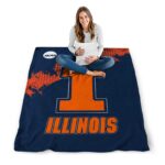 illinois fighting illini grunge texture blue blanket best selling