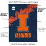 illinois fighting illini grunge texture blue blanket best selling