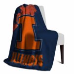illinois fighting illini grunge texture blue blanket best selling