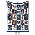 illinois fighting illini mickey minnie blue white blanket best selling