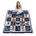 illinois fighting illini mickey minnie blue white blanket high quality