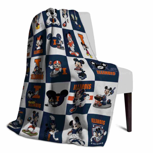 illinois fighting illini mickey minnie blue white blanket top rated