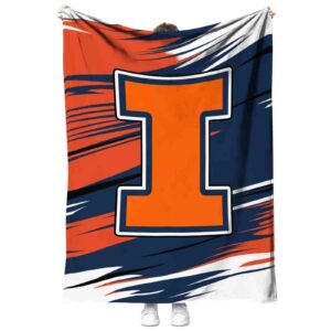 illinois fighting illini paint streaks blue white blanket best selling