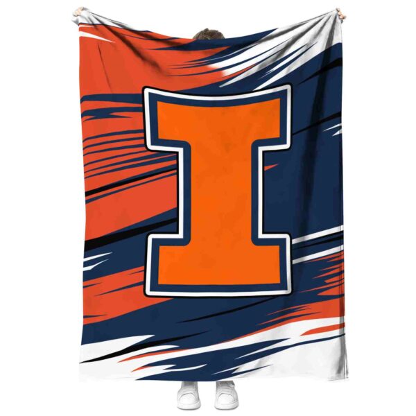 illinois fighting illini paint streaks blue white blanket best selling