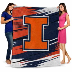 illinois fighting illini paint streaks blue white blanket fashion forward