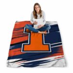 illinois fighting illini paint streaks blue white blanket high quality