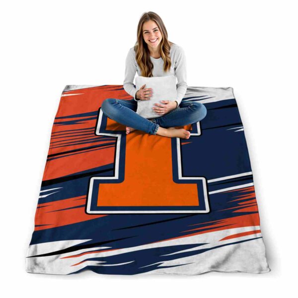 illinois fighting illini paint streaks blue white blanket high quality