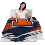 illinois fighting illini paint streaks blue white blanket latest model