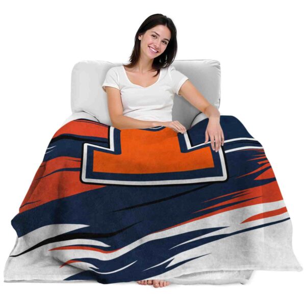 illinois fighting illini paint streaks blue white blanket latest model