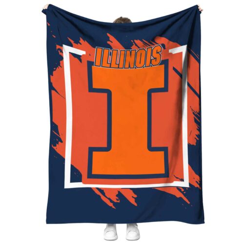 illinois fighting illini splatter effect blue blanket best selling