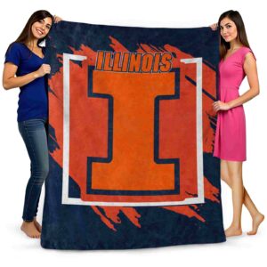 illinois fighting illini splatter effect blue blanket fashion forward