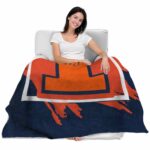 illinois fighting illini splatter effect blue blanket best selling