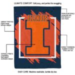 illinois fighting illini splatter effect blue blanket best selling