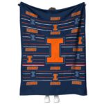 illinois fighting illini striped pattern blue blanket best selling