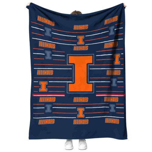 illinois fighting illini striped pattern blue blanket best selling