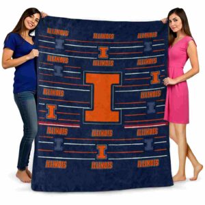 illinois fighting illini striped pattern blue blanket fashion forward