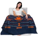 illinois fighting illini striped pattern blue blanket best selling