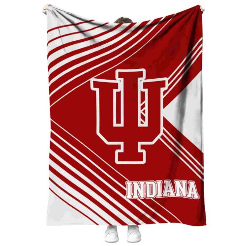 indiana hoosiers diagonal stripes red blanket best selling