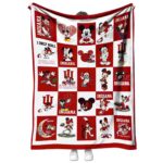 indiana hoosiers mickey minnie red white blanket best selling