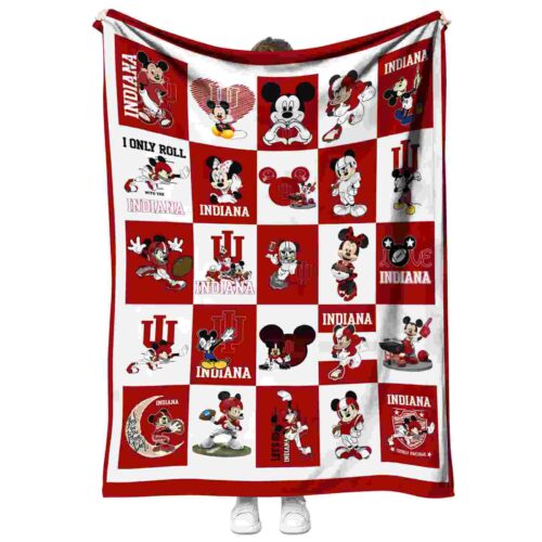 indiana hoosiers mickey minnie red white blanket best selling
