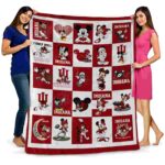 indiana hoosiers mickey minnie red white blanket best selling