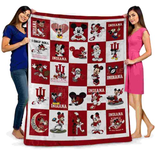 indiana hoosiers mickey minnie red white blanket fashion forward