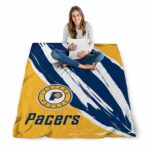 indiana pacers brushstrokes blue white blanket high quality