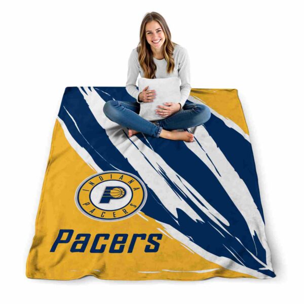 indiana pacers brushstrokes blue white blanket high quality
