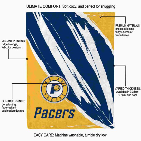 indiana pacers brushstrokes blue white blanket new arrival