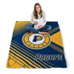 indiana pacers diagonal stripes blue blanket high quality