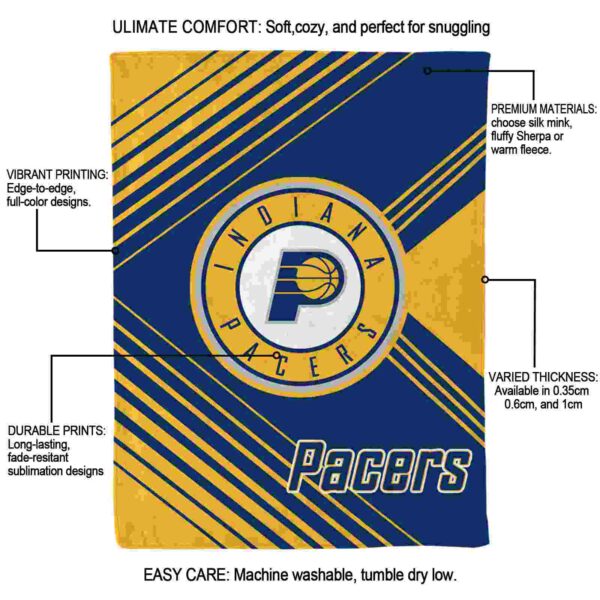 indiana pacers diagonal stripes blue blanket new arrival