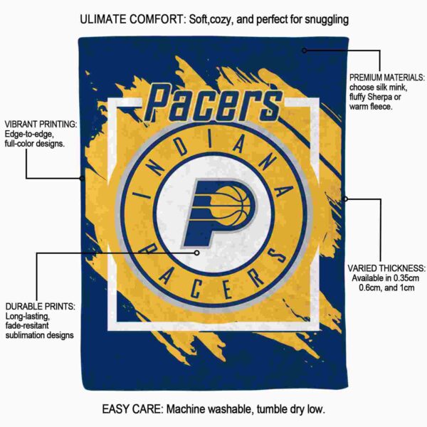 indiana pacers splatter effect blue blanket new arrival