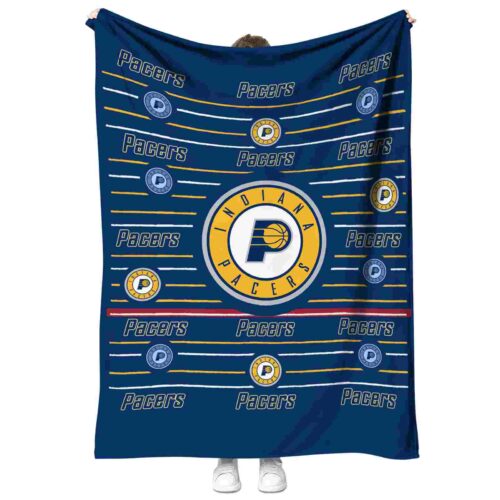 indiana pacers striped pattern blue blanket best selling