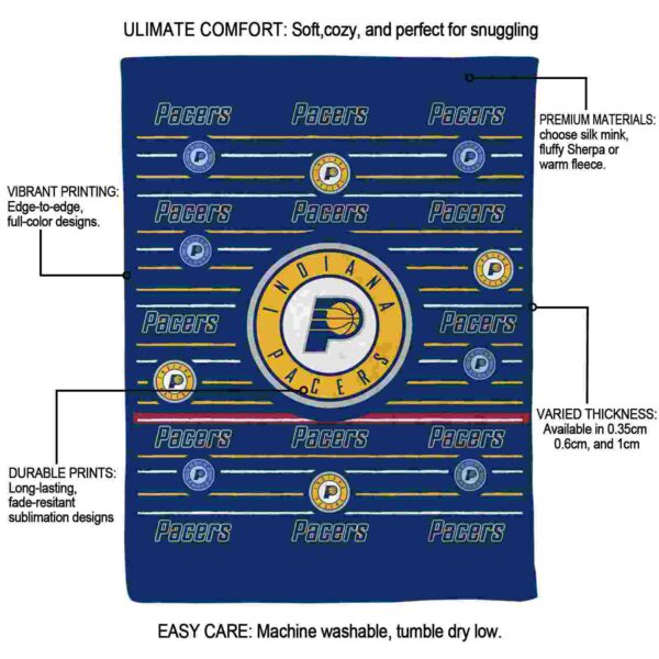 indiana pacers striped pattern blue blanket new arrival