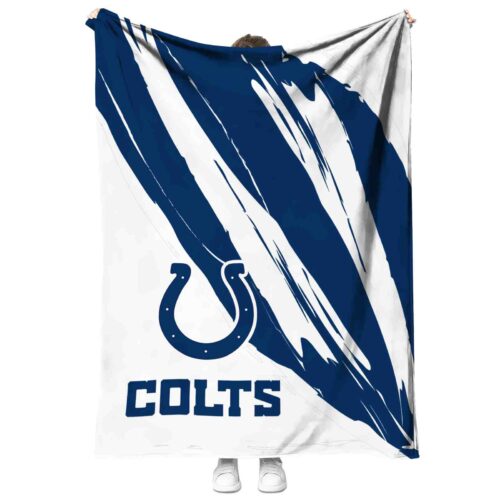 indianapolis colts brushstrokes blue white blanket best selling