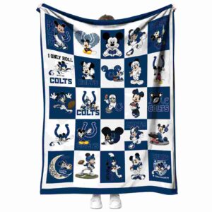 indianapolis colts mickey minnie blue white blanket best selling