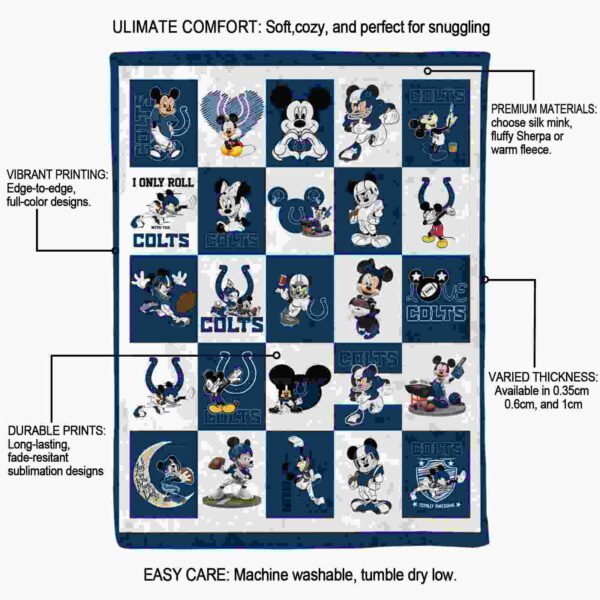 indianapolis colts mickey minnie blue white blanket new arrival
